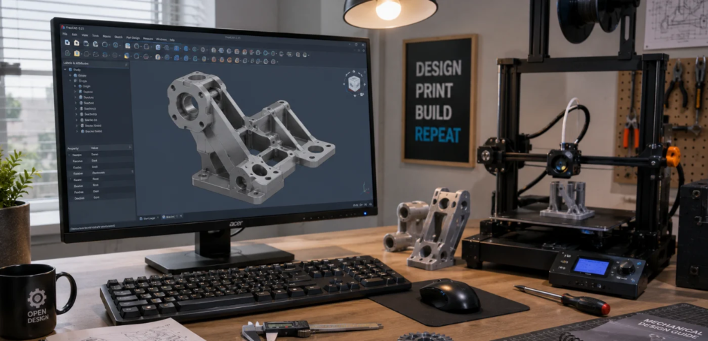 cad model being optimized for 3d printing orientation and supports