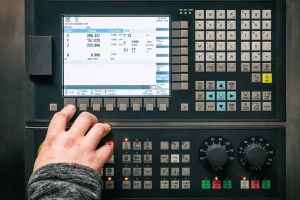 cnc machine control panel loaded with a post processed program