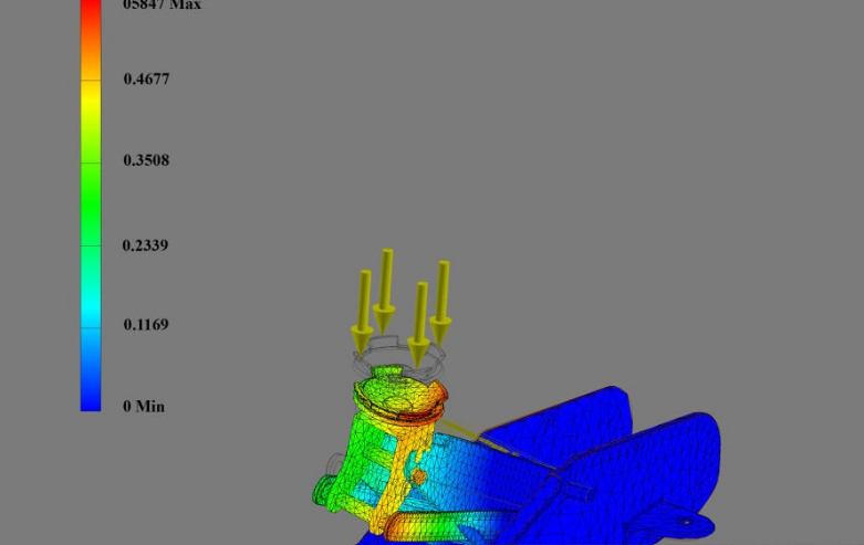 thermal simulation heat distribution map on a mechanical design