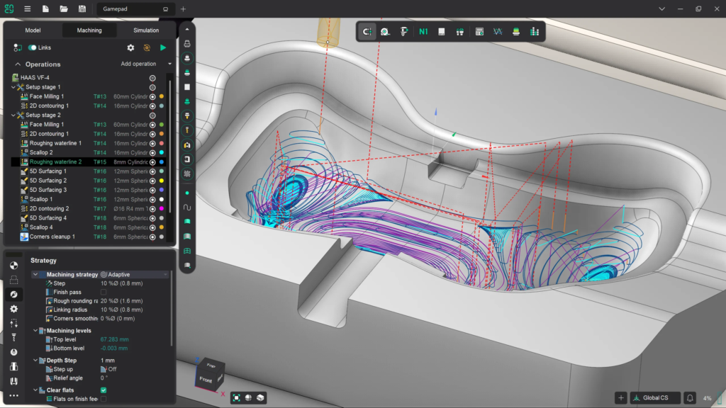 cam software showing toolpaths for cnc manufacturing