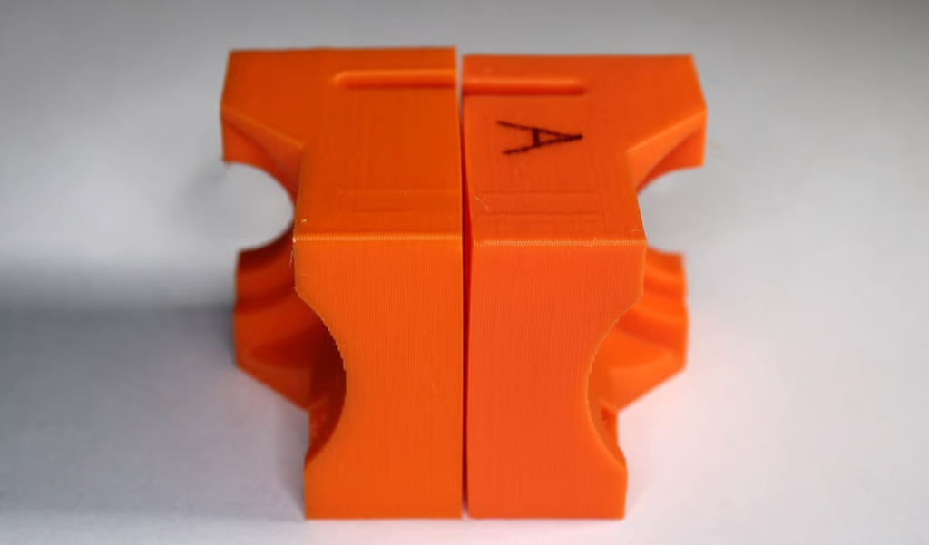 annealed and untreated PLA 3D prints side by side